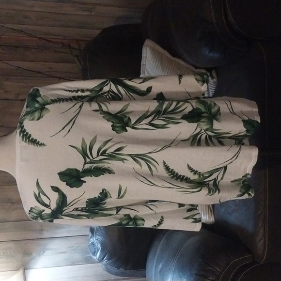 CJ Banks White Open Tie Front Cardigan with Green Palm Leaves Size XL - Picture 6 of 10